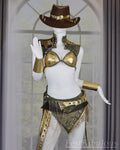 Steampunk Cowgirl Rave Outfit – Gold Metallic Set